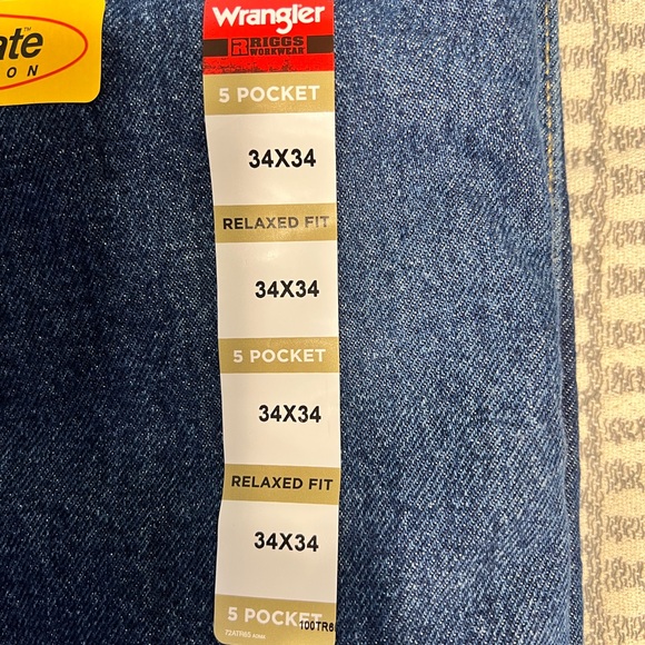 Wrangler Relaxed Riggs Workwear Blue and Black Lining Jeans - Picture 3 of 10